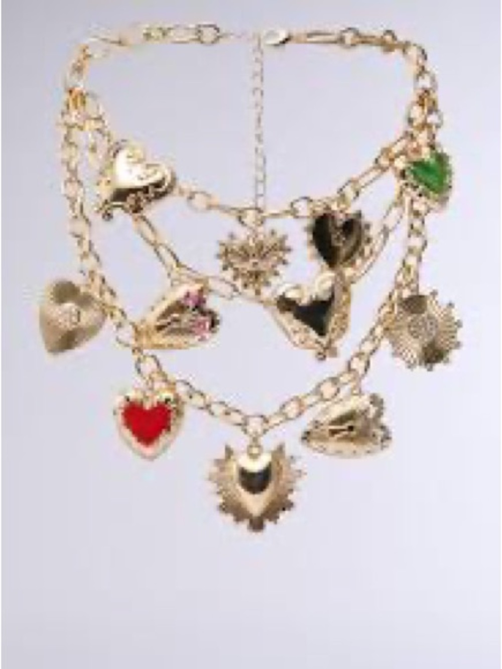 Gold-Tone Heart Charm Chain Necklace